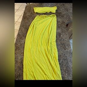 Fashion Nova Bright Yellow two piece set